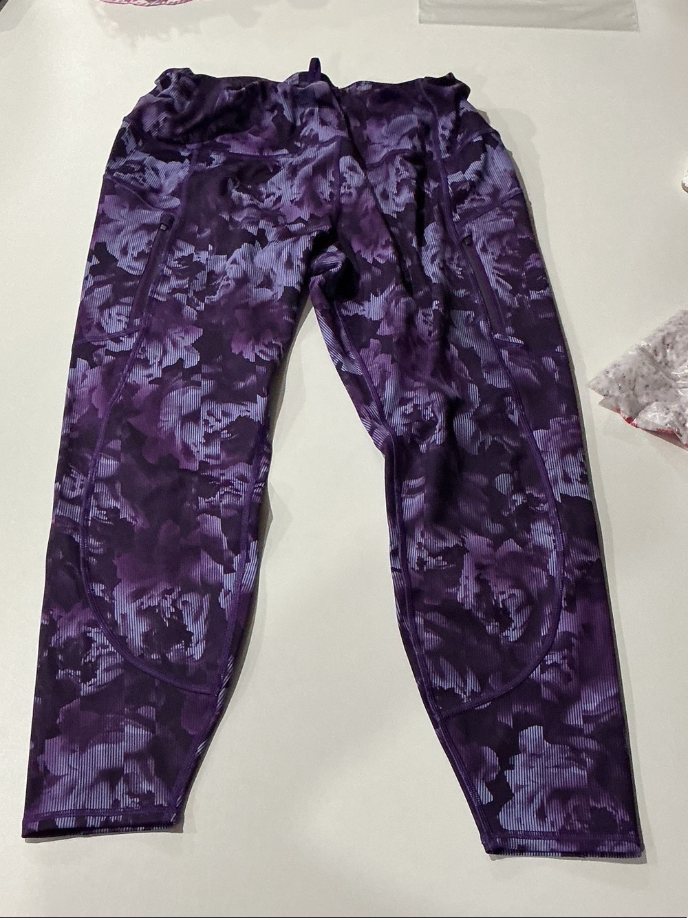 Athleta Purple Floral-Pattern Performance Leggings